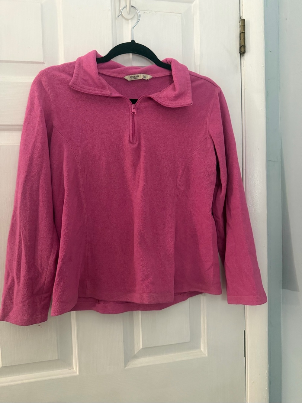 Old Navy Pink Quarter Zip Fleece Pullover Womenâs Medium Y2K Style